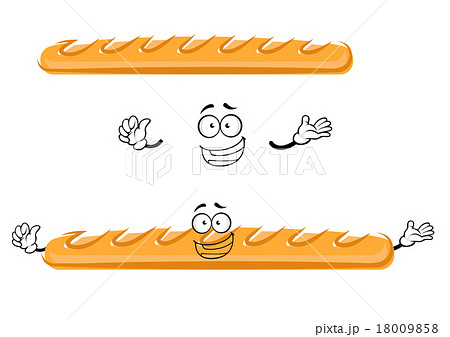 Funny cartoon french baguette bread Funny cartoon french baguette bread 18009858