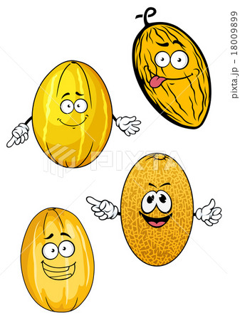 Ripe yellow cartoon melon fruits 18009899