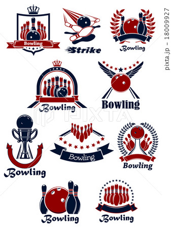 Bowling sporting club emblems with items Bowling sporting club emblems with items 18009927