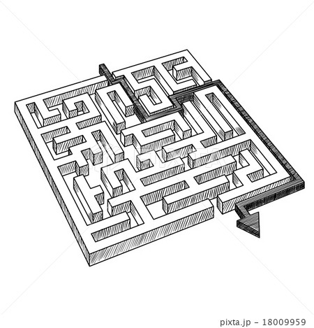Labyrinth or maze, solved by arrow Labyrinth or maze, solved by arrow 18009959