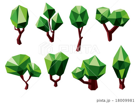 Green 3D polygonal trees icons Green 3D polygonal trees icons 18009981