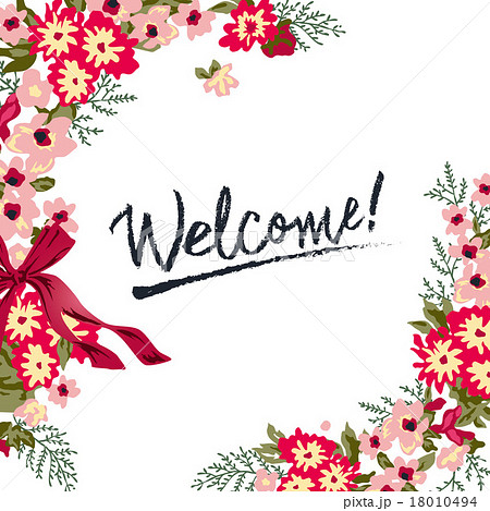 Vector Illustration Of Floral Welcome Boardのイラスト素材
