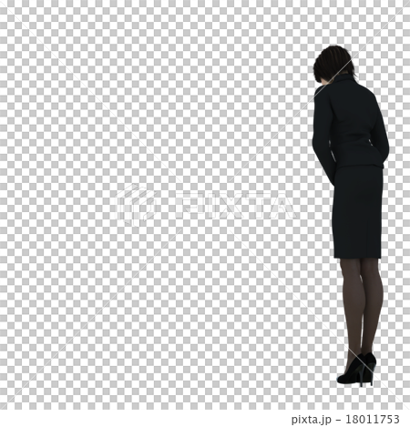 Dark suit woman greeting perming 3DCG illustration material 18011753