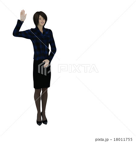 手を振るダークスーツの女性 Perming 3dcg イラスト素材のイラスト素材
