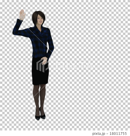 Wandering dark suit women perming 3DCG illustration material 18011755