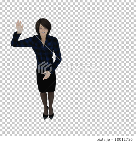 Wandering dark suit women perming 3DCG illustration material 18011756