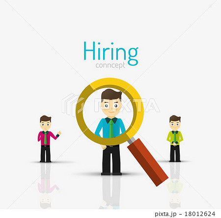 Hiring flat design concept. Man and magnifying Hiring flat design concept. Man and magnifying 18012624