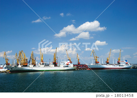 Port warehouse with cargoes and containers 18013458