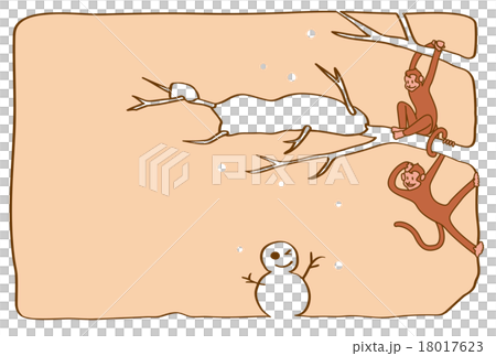 Monkey and Snowman (Design Right Layout, Horizontal - Beige Background - Postcard Template) Monkey and Snowman (Design Right Layout, Horizontal - Beige Background - Postcard Template) 18017623