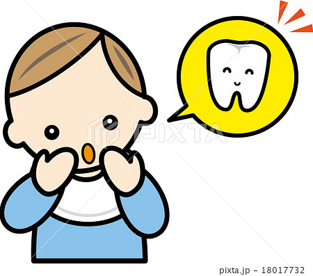 乳歯の生え始めた赤ちゃんのイラスト素材