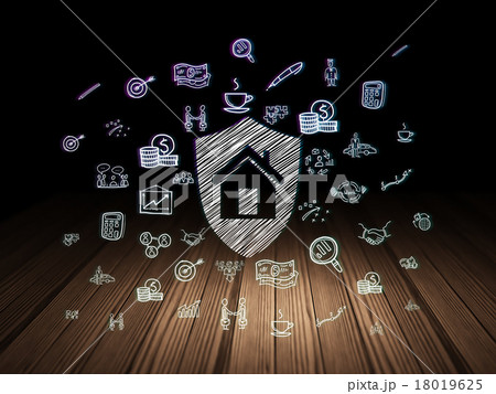 Business concept: Shield in grunge dark room Business concept: Shield in grunge dark room 18019625