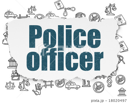 Law concept: Police Officer on Torn Paper 18020497