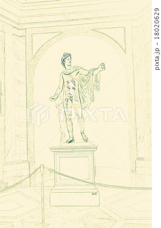 Tourists admire Apollo Belvedere in Vatican 18020629