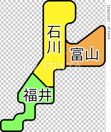 地方地図北陸３県のイラスト素材