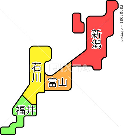 地方地図北陸４県のイラスト素材 1806