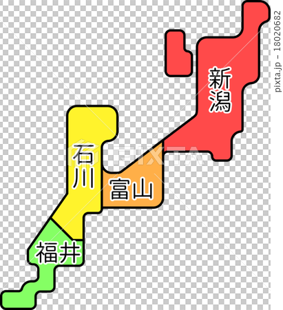 地方地図北陸４県のイラスト素材 1806