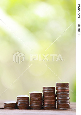 silver coin stack in business growth concept. 18025698