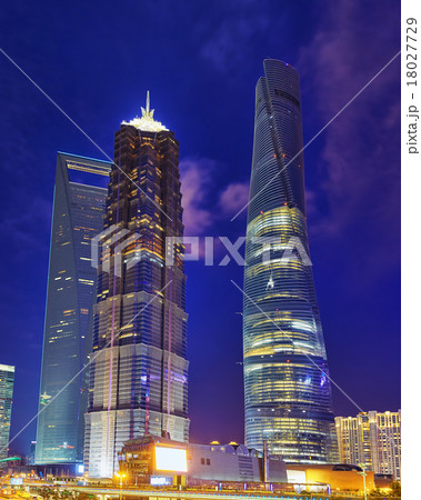 Night view skyscrapers, Shanghai, China Night view skyscrapers, Shanghai, China 18027729
