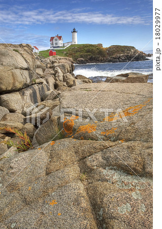 Nubble Light, Maine, with boulders in the foregrou Nubble Light, Maine, with boulders in the foregrou 18029977