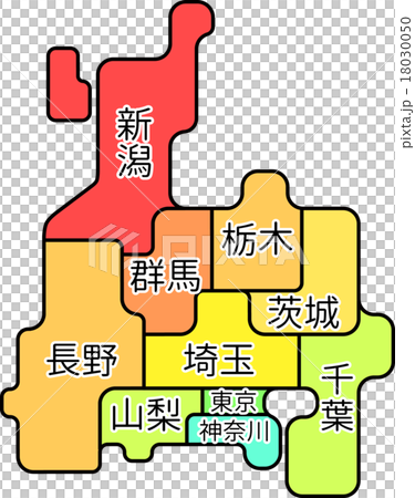 地方地図関東甲信越地方のイラスト素材