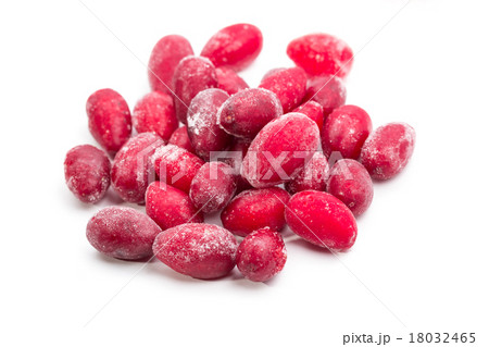 Lots of frozen cornel. Isolated. White background 18032465