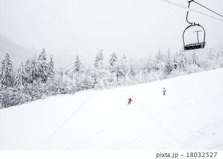 KOLASIN, MONTENEGRO - FEBRUARY 1: Ski slopes among KOLASIN, MONTENEGRO - FEBRUARY 1: Ski slopes among 18032527