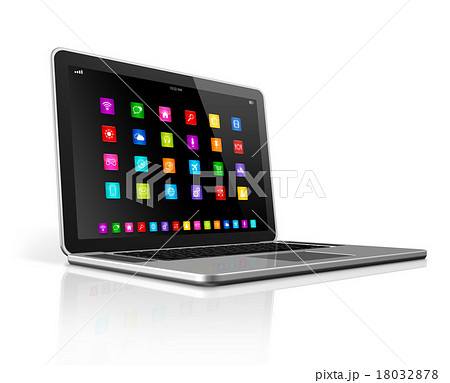 High Tech Laptop Computer with apps icons 18032878