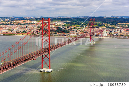 View on the 25 de Abril Bridge - Lisbon, Portugal View on the 25 de Abril Bridge - Lisbon, Portugal 18033789