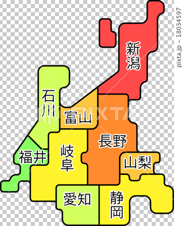 地方地図中部地方のイラスト素材