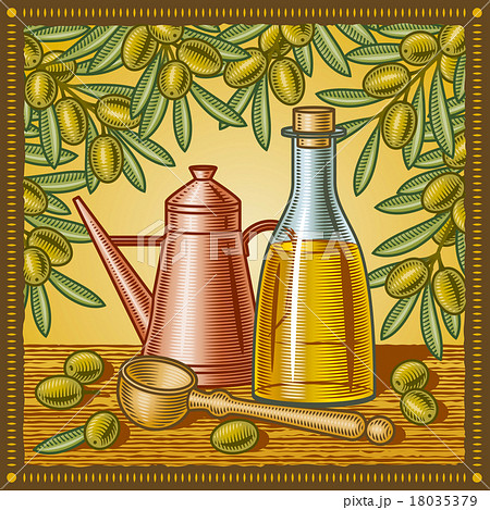 Retro olive oil still life 18035379