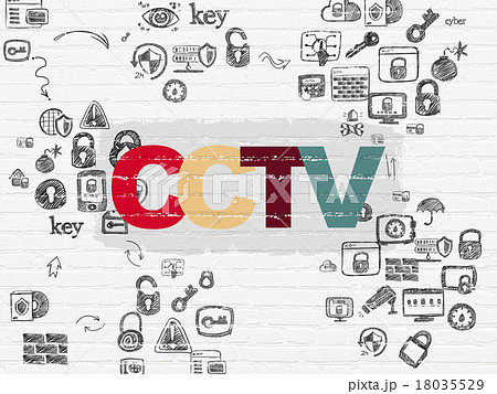 Safety concept: CCTV on wall background Safety concept: CCTV on wall background 18035529