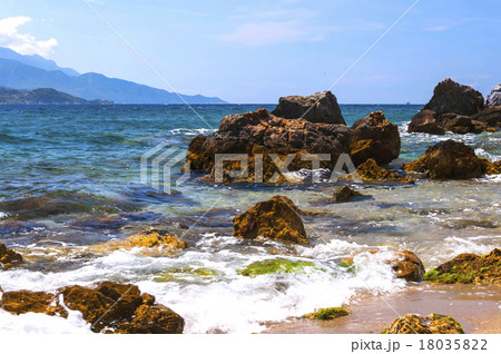 Aegean sea and mountains on the island of Samos Aegean sea and mountains on the island of Samos 18035822