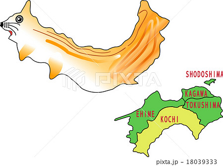 地図の動物　四国　高知　リス 18039333