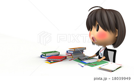 赤面するデスクワークの女性スタッフ 赤面するデスクワークの女性スタッフ 18039949