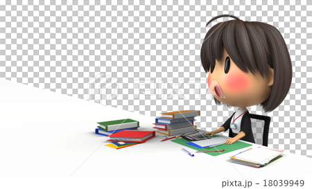 赤面するデスクワークの女性スタッフ 赤面するデスクワークの女性スタッフ 18039949