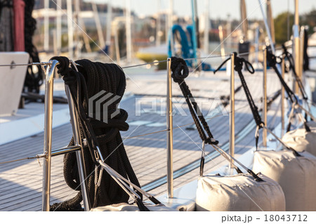 Sailboat Side and Deck CloseUp Sailboat Side and Deck CloseUp 18043712