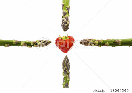 Four Asparagus Spears and One Strawberry Four Asparagus Spears and One Strawberry 18044546