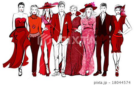 Colorful fashion women and men defile Colorful fashion women and men defile 18044574