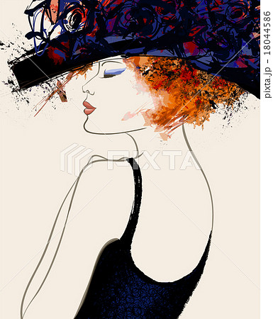 Woman Fashion Model With Hatのイラスト素材