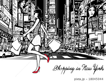 Shopping In Times Square New Yorkのイラスト素材