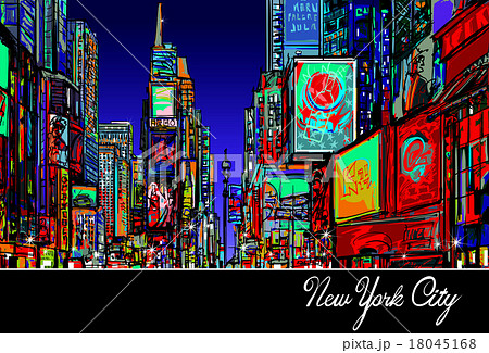 Times Square In New Yorkのイラスト素材