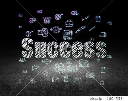 Business concept: Success in grunge dark room 18045554