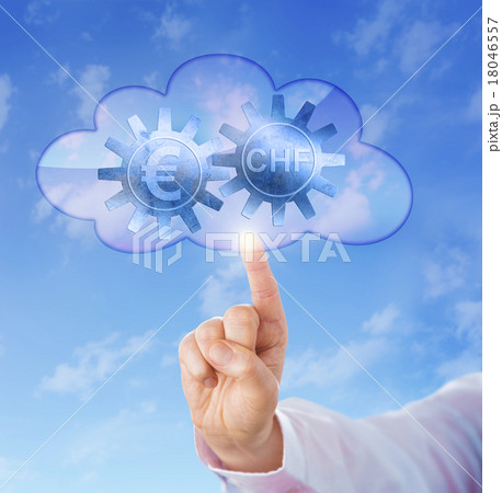 Euro And Swiss Franc Interlocking In The Cloud Euro And Swiss Franc Interlocking In The Cloud 18046557