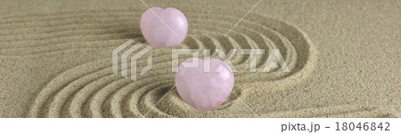 Rose Quartz heart in zen garden Rose Quartz heart in zen garden 18046842