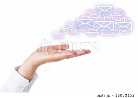 Email Cloud Leaving The Palm Of A Hand On White 18050152