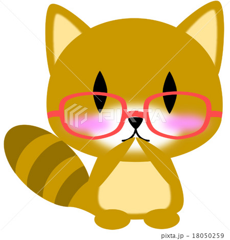 口元に手を当てるタヌキの女の子のイラスト素材