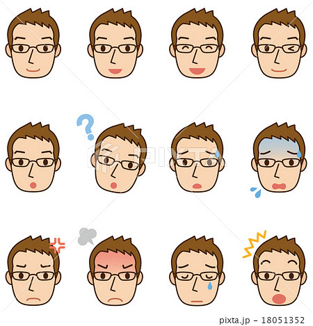 男性の表情 顔アイコンのイラスト素材