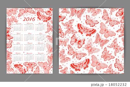 Calendar 2016 year and seamless pattern with Calendar 2016 year and seamless pattern with 18052232