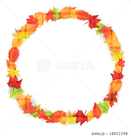 秋の紅葉 落ち葉のフレーム 透過のイラスト素材