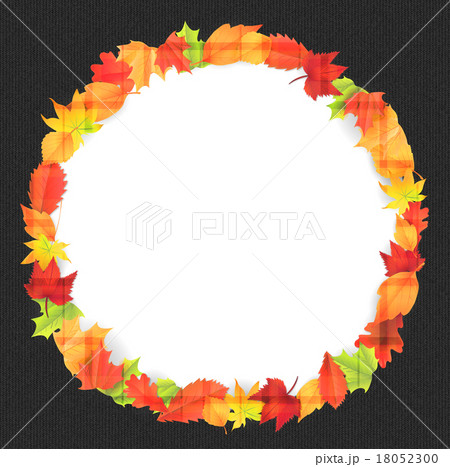秋の紅葉 落ち葉のフレーム 毛糸2のイラスト素材
